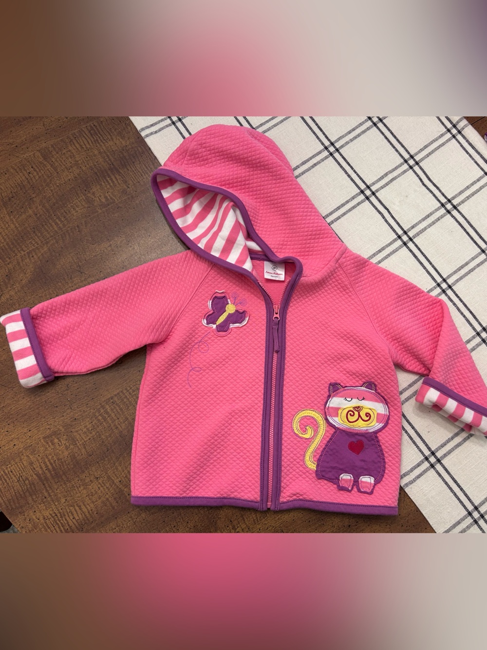 Hanna Andersson 18-24 months Toddler Girl Jacket Quilted with Cat and Butterfly
